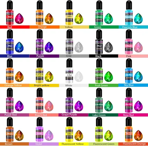 Miniatura 2 de M.A.K - Pigmento de resina epoxi, 27 botellas de tinte líquido transparente, colorante de resina de alta concentración para manualidades, coloración
