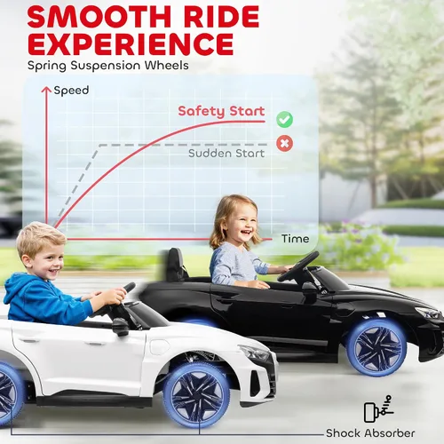 Miniatura 6 de Aosom Carro de juguete con licencia Audi RS e-tron GT de 12V para niños, vehículo eléctrico con control remoto para padres, música, luces, para Negro