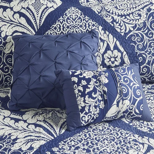 Miniatura 5 de Madison Park Vienna - Edredón reversible de algodón, diseño de costuras de lujo para todas las estaciones, colcha transpirable, fundas de almohada