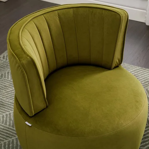 Miniatura 7 de Silla giratoria de terciopelo, sillón giratorio tapizado de 360 grados, moderno y cómodo sillón redondo para sala de estar pequeña, dormitorio