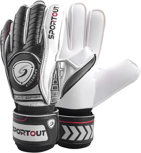 Guantes de Portero Sportout con Protección de Dedos, Guantes de Fútbol Respirables, Látex de 4mm, para Niños, Jóvenes y Adultos Negro