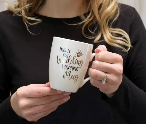 Miniatura 3 de Lillian Rose Taza de café para planificación de bodas, 4.0 in, crema (CM100 WP)