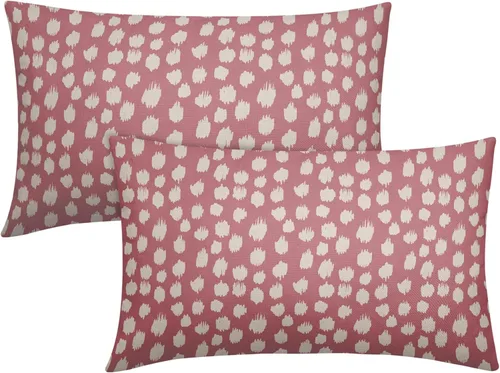 Miniatura 76 de Fundas de almohada marrón y blancas de 18 x 18 pulgadas, juego de 2 almohadas boho grises con lunares, fundas de almohada modernas estampadas