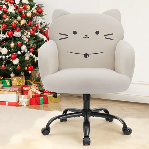 Miniatura 10 de IWMH Silla de oficina en casa, silla de escritorio de asiento ancho, lindas sillas giratorias de terciopelo para tocador, sillas de tareas con Negro