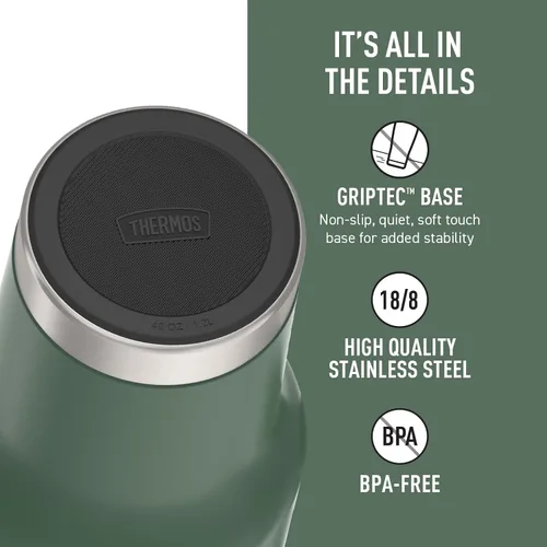 Miniatura 5 de THERMOS Taza Portavasos de Acero Inoxidable - 40 Onzas, Verde Alpino - Vaso Térmico con Tapa y Popote, Además de Cierre Deslizante Resistente a Fugas