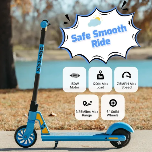 Miniatura 5 de Gotrax GKS Mini Electric Scooter for Kids 6-12, Max 3.75 Miles & 7.5 Mph by 150W Motor, 6'' Wheel, Thumb Control Easy to Ride & Assemble Azul