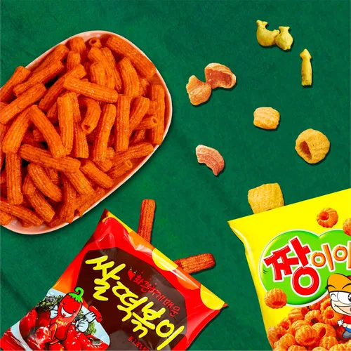 Miniatura 4 de Korean 4 Snacks Arroz picante Tteokbokki, Jjangiya, Snack en forma de concha, golosinas para niños marinos, estudiantes universitarios, adultos
