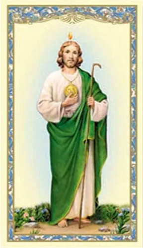 Miniatura 2 de Christian Brands Tarjeta sagrada religiosa de San Judas, tarjeta de cartulina con oración a San Judas en la parte posterior (paquete de 10)