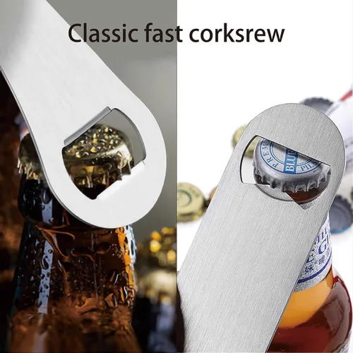 Miniatura 4 de CREATCABIN Abrebotellas plano de hongos, abridor de botellas de metal de alta resistencia, llave de acero inoxidable para barman, bar, bebidas