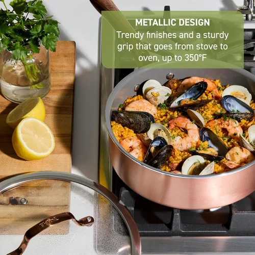 Miniatura 5 de T-fal Preserve Ceramic, juego de utensilios de cocina antiadherentes de 13 piezas, apto para horno y asador hasta 350 °F, incluye olla, cacerolas