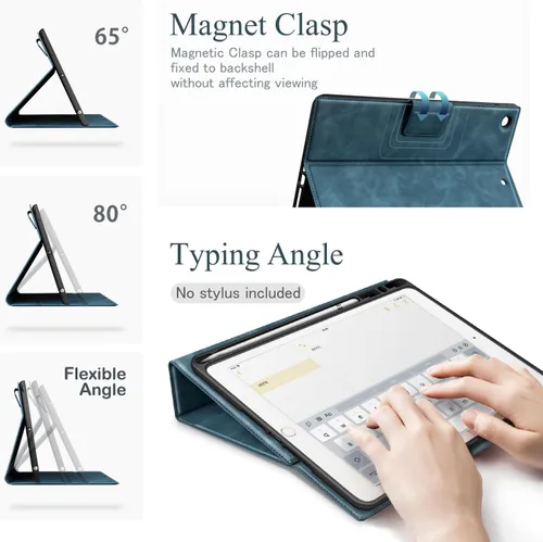 Miniatura 6 de Antbox Funda para iPad de 9ª generación (2021) iPad de 8ª/7ª generación con soporte para lápiz Función de reposo/encendido automático de cuero PU