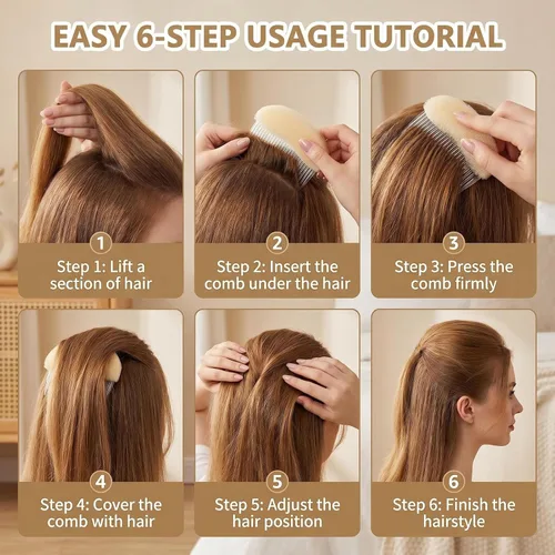 Miniatura 5 de ericotry Peine para el cabello, 2 piezas encantadoras inserciones de volumen para decoración del cabello, peine de esponja de espuma, herramienta