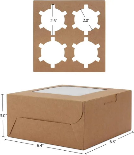 Miniatura 6 de EUSOAR Cajas para magdalenas, 4 unidades, 50 recipientes para magdalenas, cajas para magdalenas con ventana de inserción y exhibición, portador