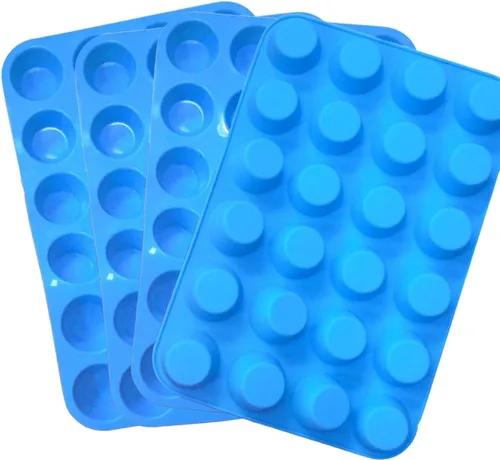 Miniatura 9 de Qtopun Mini molde de silicona para magdalenas, 4 unidades de 24 tazas de molde de silicona para hornear, moldes de silicona para magdalenas