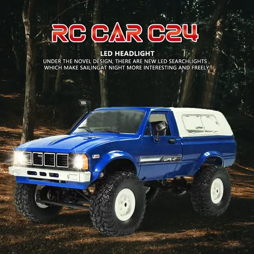 Miniatura 5 de WPL C24 1/16 RC Rock Crawler 4x4 Camión con 3 Baterías Mejoradas de 1200mAh, Control Remoto de 2.4GHz, Todoterreno, Camioneta Pick-up RTR para Wpl
