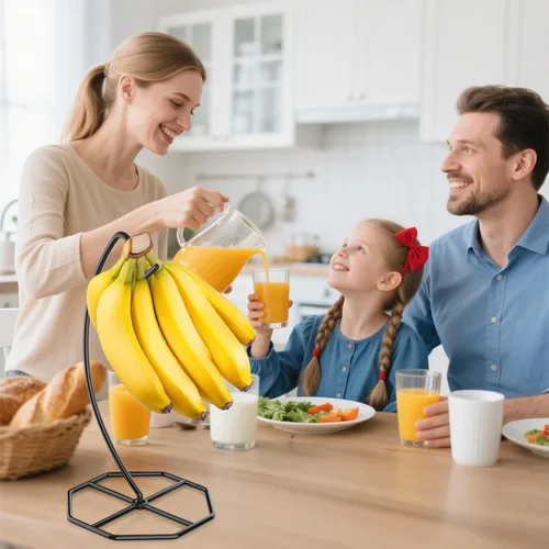 Miniatura 8 de Beesini Paquete de 2 colgadores de plátano, soporte de metal para plátano, soporte para plátanos, soporta hasta 15 libras de plátano o uva, estante