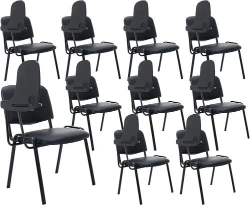 Miniatura 10 de Shunzhi Juego de 5 sillas de sala de espera apilables para sala de conferencias, silla de invitados con brazo para tableta para sala de descanso