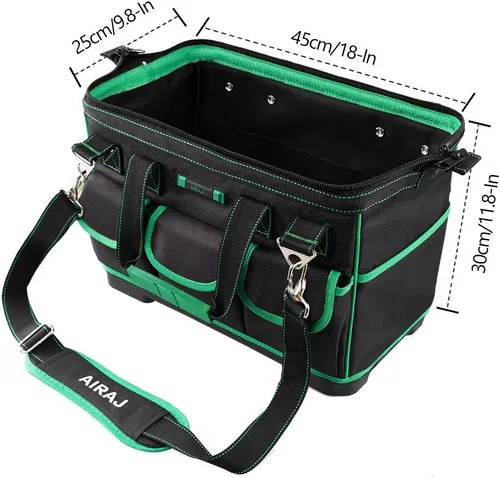 Miniatura 2 de AIRAJ - Bolsa de herramientas a prueba de agua con parte superior cerrada, base moldeada de alta resistencia, para hombres (verde y negro)