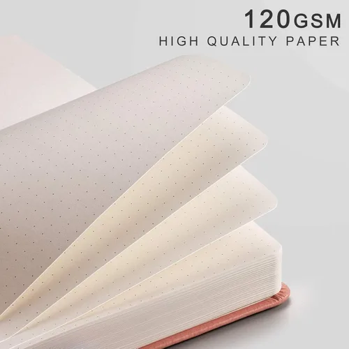 Miniatura 3 de EMSHOI - Cuaderno de puntos, 256 páginas A5, cuadrícula de puntos, papel grueso de 3.54 oz/y², 16 páginas perforadas, piel sintética suave, bolsillo