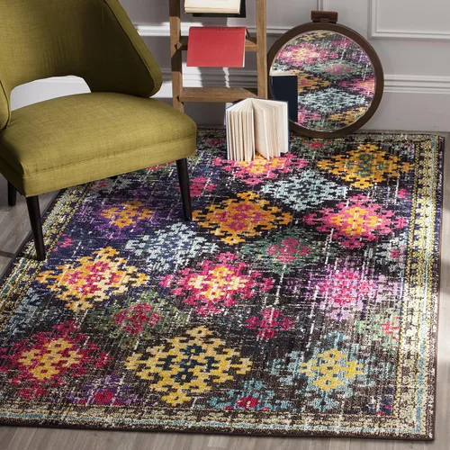 Miniatura 10 de SAFAVIEH Monaco Collection - Alfombra para pasillo, 2.2 x 6 pies, diseño bohemio de enrejado de diamantes, no desprende pelusa y de fácil cuidado