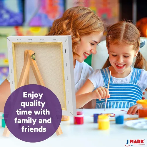 Miniatura 3 de J MARK Juego de pintura y lienzo: kit de pintura acrílica con caballete de madera, lienzo, pintura acrílica, pinceles y paleta, juego de pintura
