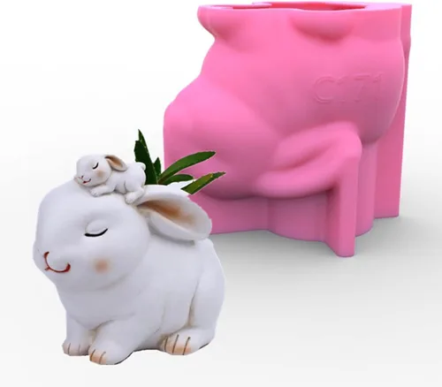 Miniatura 16 de Molde de silicona para macetas, moldes de silicona en forma de animal 3D para hormigón, cemento, yeso, arcilla polimérica, fundición de resina