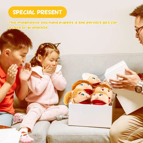 Miniatura 4 de 1 pieza de marionetas de mano familiares de 30 cm, abuelos, mamá y papá, hermano y hermana, marionetas de mano de peluche para niños, juguetes