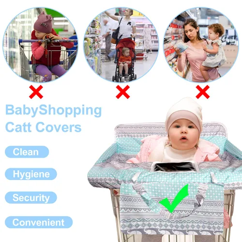Miniatura 4 de Funda para carrito de compras para bebé 2 en 1 Funda para silla alta con arnés de seguridad Multifuncional Patrón de dinosaurio Cubiertas de carrito