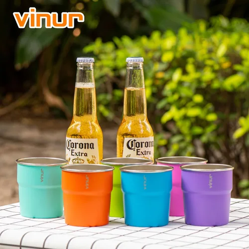 Miniatura 9 de VINUR Vasos Tumbler de Acero Inoxidable de 8 oz, Vasos de Metal Apilables para Beber para Viajes, Campamento, Exteriores, Paquete de 4