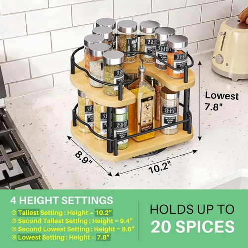 Miniatura 2 de Lazy Susan Organizador de especias – Organización de especias para gabinete, mesa giratoria ajustable para despensa, cocina, organizador giratorio