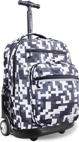 Miniatura 12 de J World Sundance Mochila Rodante para Laptop para Niñas y Niños. Mochila Escolar con Ruedas, Rombos negro, 20 pulgadas
