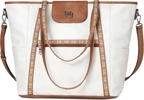 Miniatura 14 de FADEON Bolso Grande para Laptop de Cuero para Mujer, Bolso de Mano de Diseño, Mochila de Viaje a la Moda, Bolso de Hombro 1 estilo retro marrón