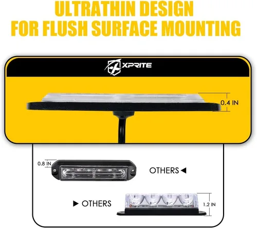 Miniatura 5 de Xprite - Kit de luces estroboscópicas LED ámbar de 24 piezas con panel de control, montaje en superficie, luz de advertencia de emergencia