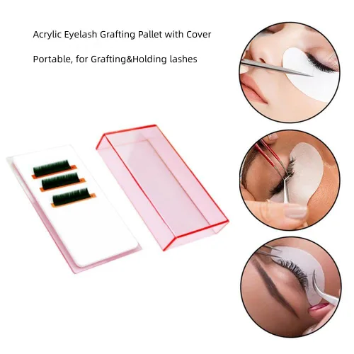 Miniatura 2 de Paleta de injerto de pestañas con cubierta, soporte para azulejos de pestañas acrílicas a prueba de polvo, almohadillas de juntas de almacenamiento