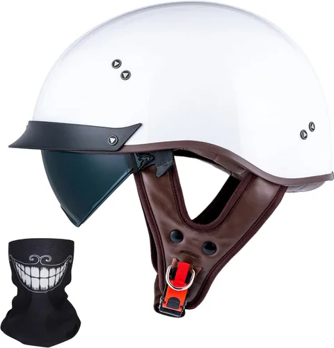 Miniatura 25 de VCOROS - Medio casco para motocicleta F07 de cara abierta, aprobado por DOT VCOROS Medio casco de motocicleta F07 de cara abierta aprobado por DOT