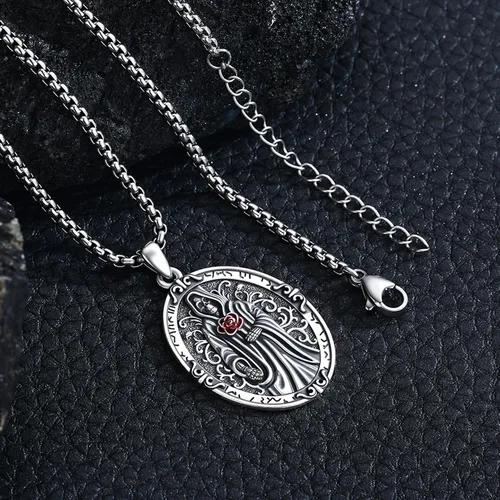 Miniatura 422 de Collar con colgante de plata de ley 925 con medalla de San Patrón, joyería religiosa para hombres y mujeres, con cadena de acero inoxidable 316L