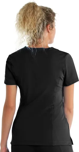 Miniatura 3 de Urbane Impulse - Camiseta quirúrgica elástica extrema de 2 bolsillos con cuello en V para mujer talla 9105 color negro talla XL Negro XL