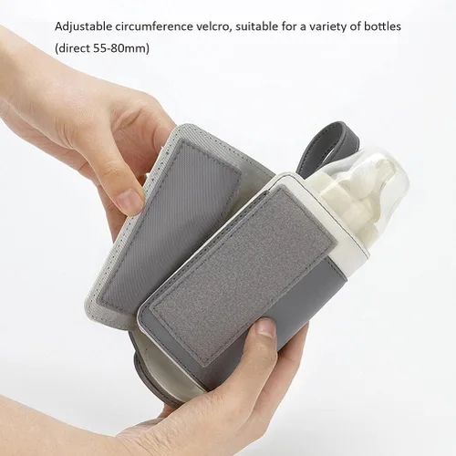 Miniatura 9 de Calentador de biberones portátil USB, 3 temperaturas ajustables para viajes en coche y mantenimiento de calor de leche, gris oscuro