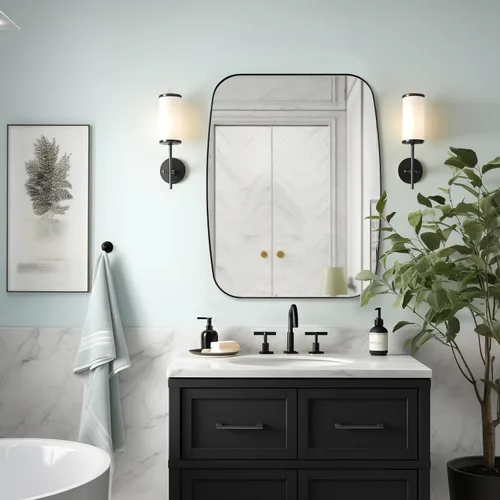 Miniatura 67 de ANDY STAR - Espejos ovalados negros para baño, espejo grande de 24x36 pulgadas con marco de metal negro mate oblongo para pared, espejo moderno