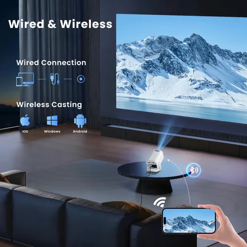 Miniatura 2 de Mini proyector inteligente portátil 1080P con WiFi 6 y Bluetooth, aplicaciones integradas y compatible con 4K, proyector de película Full HD nativo