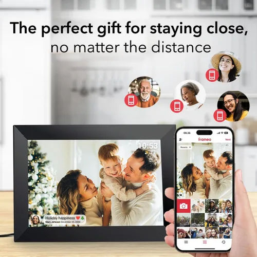 Miniatura 6 de Frameo - Marco de fotos digital WiFi de 10.1 pulgadas con almacenamiento de 32 GB, pantalla táctil IPS HD de 1280 x 800P, envía fotos/videos desde