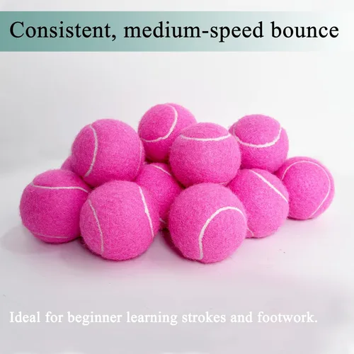 Miniatura 5 de Pelotas de tenis, paquete de 3 pelotas de tenis de práctica para principiantes, entrenamiento jugando pelotas de tenis para perros mascotas Rosa