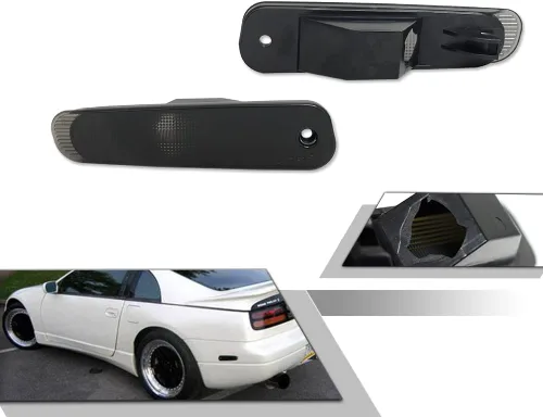 Miniatura 12 de Lente Roja Luz Marcadora Lateral del Parachoques Trasero Conjunto de Carcasa de Lámpara del Guardabarros Compatible con Nissan 300ZX Z32 1990 1991
