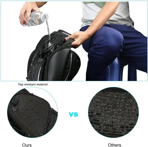 Miniatura 6 de Bolsa universal impermeable para tanque de motocicleta, cuenta con una ventanilla transparente y fuertes imanes para adherirse al tanque de su