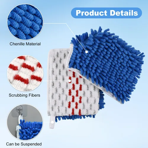 Miniatura 3 de Juego de trapeador de polvo de microfibra para limpieza de pisos, trapeador plano para limpieza en húmedo y seco, lavable para mopa de piso de Azul