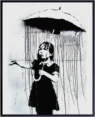 Banksy Umbrella Girl Graffiti - Cuadro decorativo de pared de 8 x 10 pulgadas, póster de decoración de arte moderno para el hogar, apartamento,