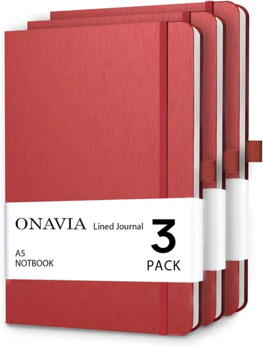 Miniatura 17 de ONAVIA Cuaderno rayado A5, cuaderno de notas con rayas universitarias de 7mm, diario para escribir, trabajo, escuela, viajes y toma de notas, tapa