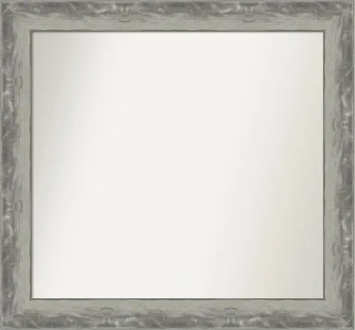 Miniatura 285 de Amanti Art Espejo de baño plateado para sobre el fregadero, 24 x 24 pulgadas, espejo cuadrado de peltre forjado a medida, marco de madera casual