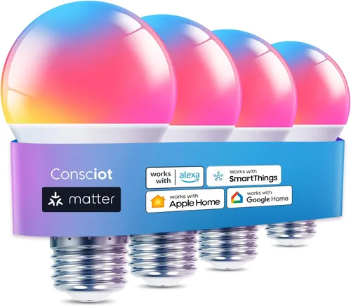Miniatura 10 de Consciot Bombillas inteligentes con control remoto, bombilla LED que funciona con Alexa y Google Home, bombilla que cambia de color, bombillas A19