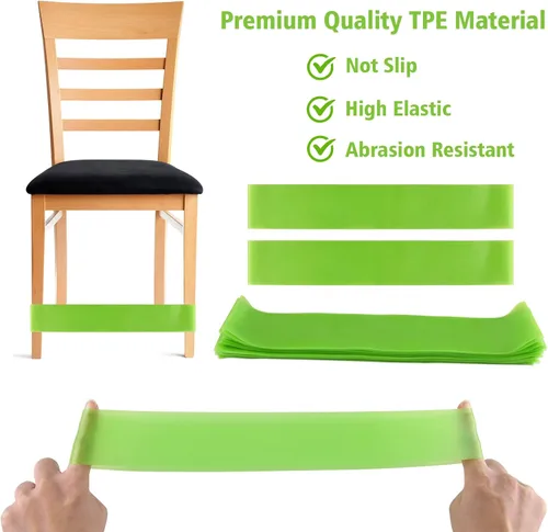 Miniatura 3 de PLULON Paquete de 15 bandas para sillas para niños con pies inquietos, bandas elásticas para pies, bandas flexibles para sillas de aula, sillas Verde